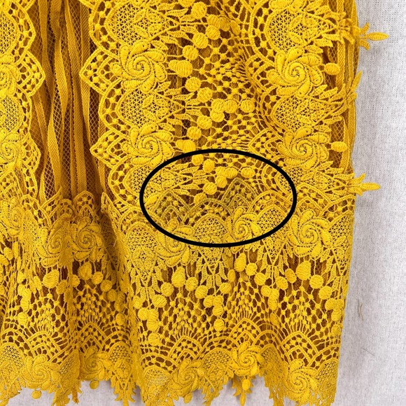 FREE PEOPLE Honey Lace Mini Dress Womens 0 Marigold Yellow Sleeveless NWT - Picture 9 of 16